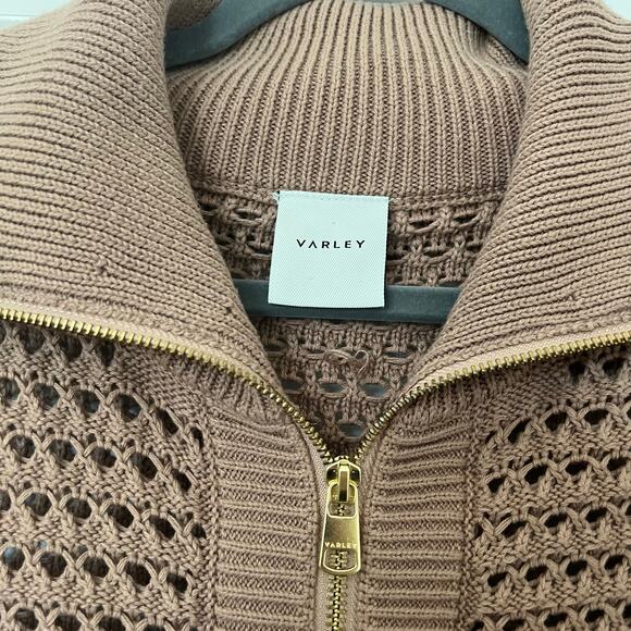 Varley Eloise open-knit cotton zip-up sweater Cedar - Picture 5 of 9